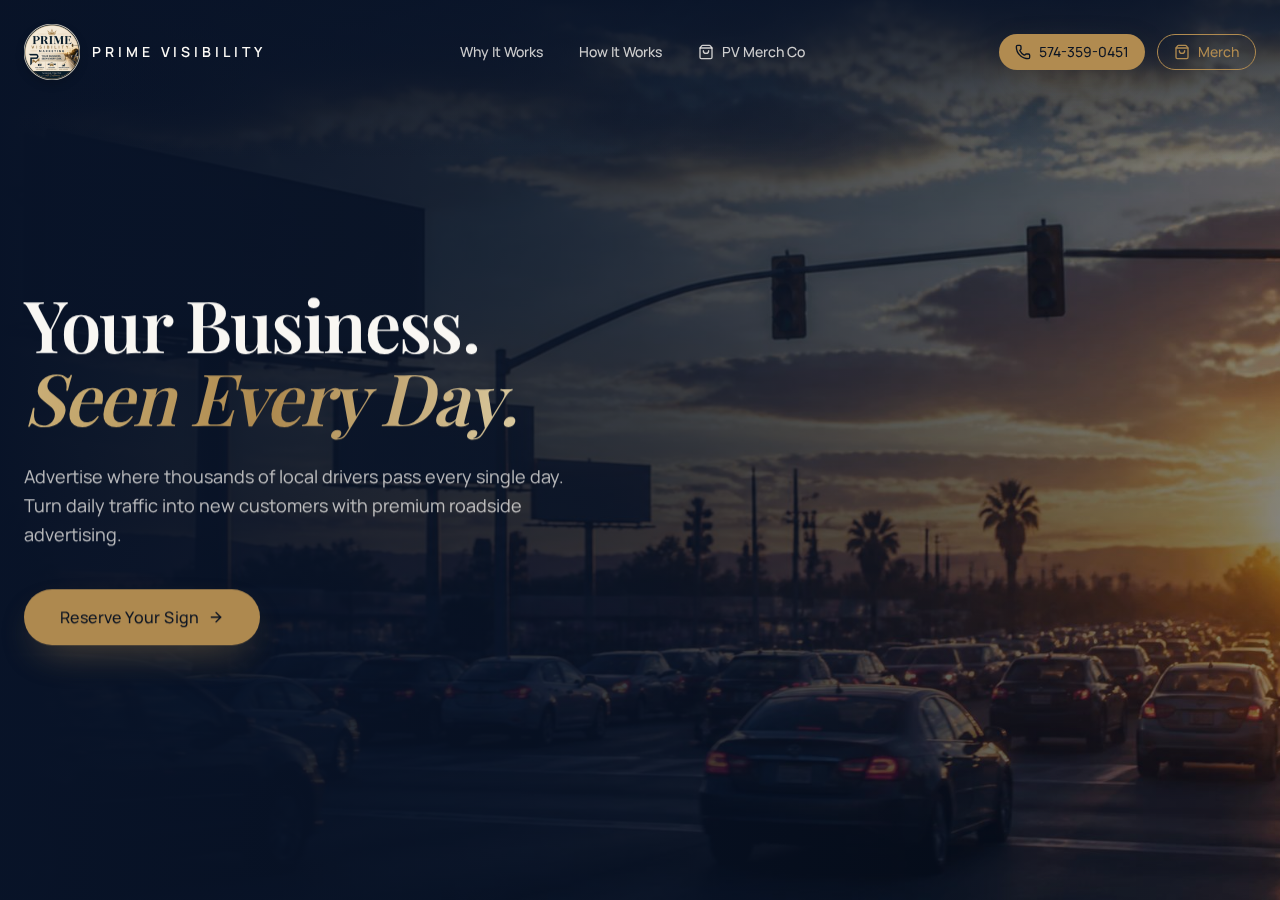 Screenshot of the Prime Visibility website