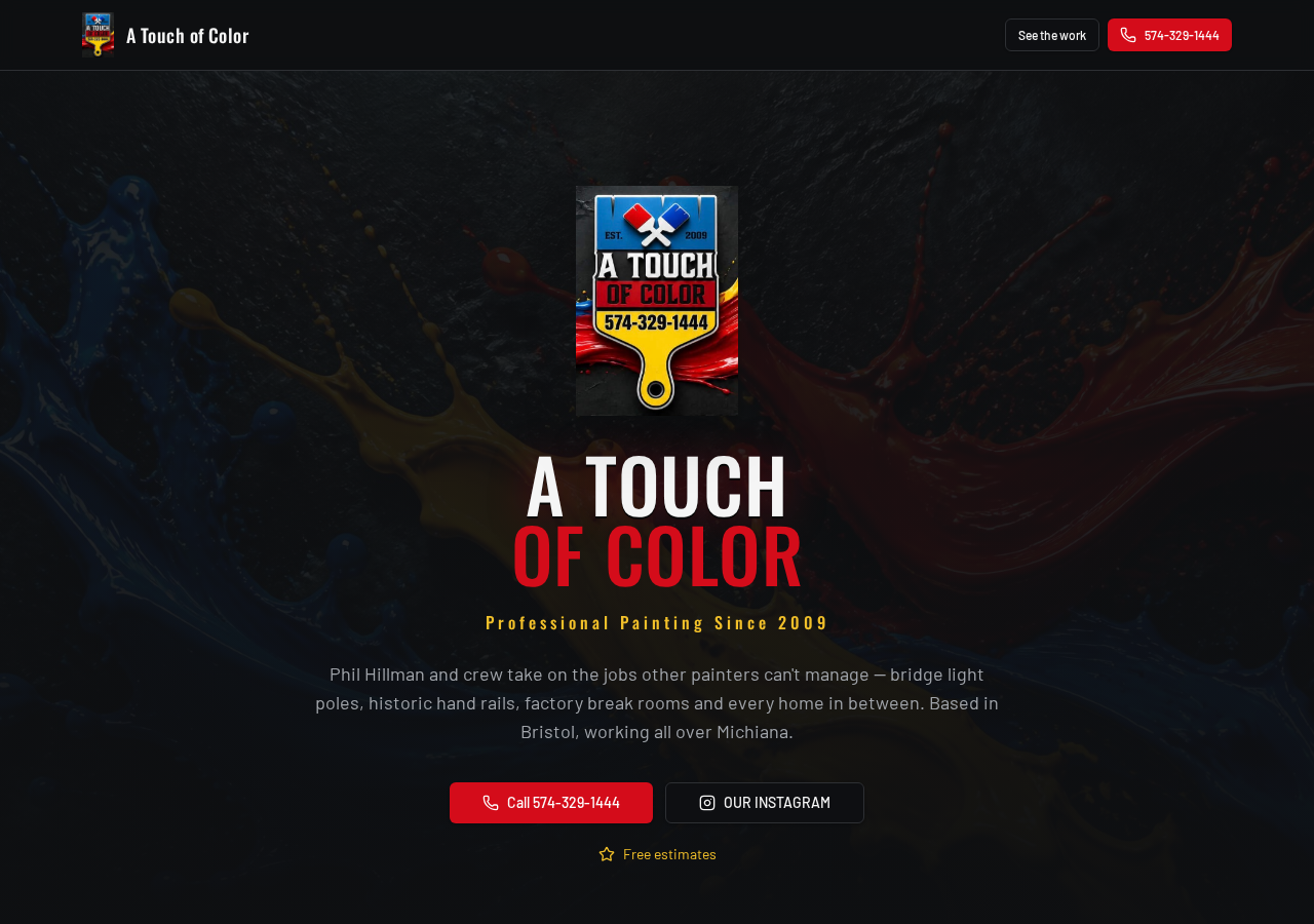 Screenshot of the A Touch of Color Painting website